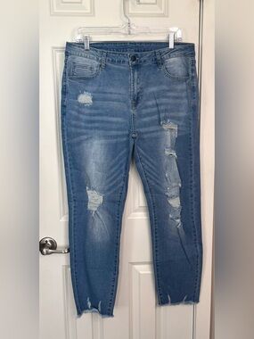 Light Wash Distressed Bootcut Jeans